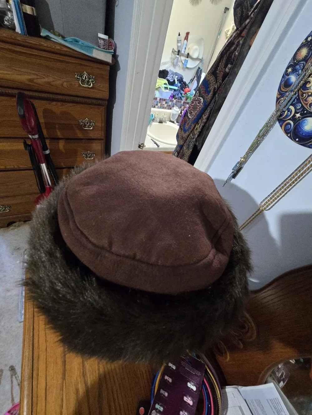 betmar Brown Crown Hat with Dark Brown Faux Fur Trim
